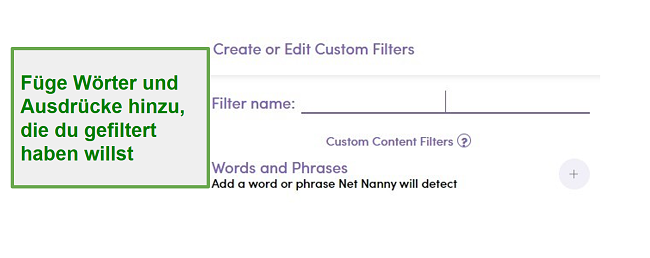 Benutzerdefinierter Filter für Net Nanny