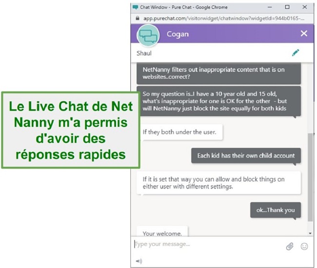 Service client Net Nanny