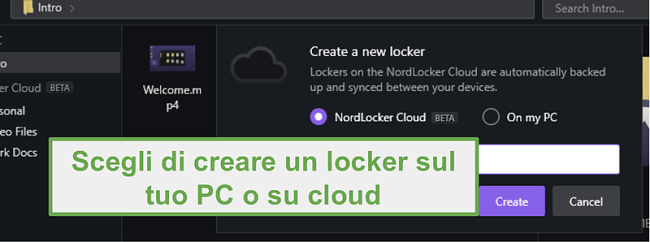 PC o Cloud NordLocker