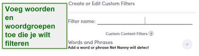 Net Nanny aangepast filter
