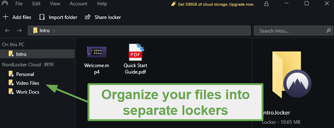 Organize NordLocker to Lockers