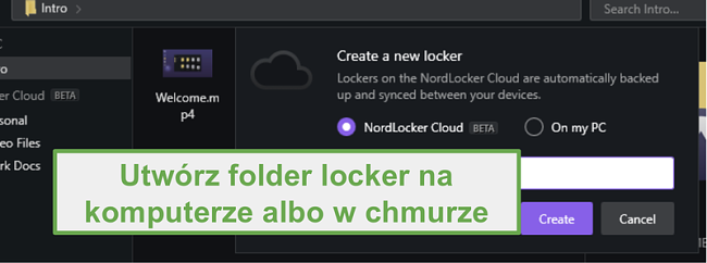PC lub Cloud NordLocker
