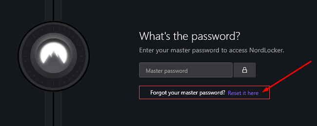 NordLocker 마스터 비밀번호 재설정