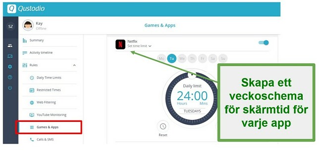 Qustodio satte gränser för appar