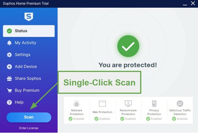 Single Click Scan - Sophos Home 