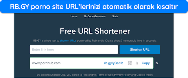 RB.GY URL kısaltıcının ekran görüntüsü