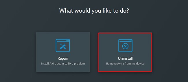 Uninstall Avira Wizard