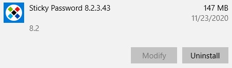 Uninstall Sticky Password