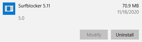 Uninstall Surfblocker