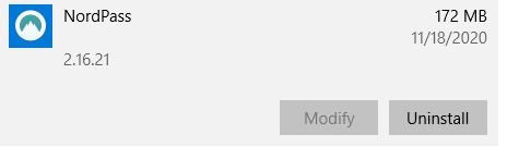 ถอนการติดตั้ง nordPass