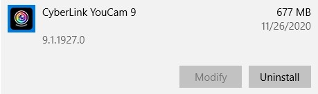 Uninstall YouCam