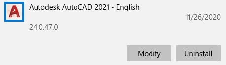 ถอนการติดตั้ง AutoCAD