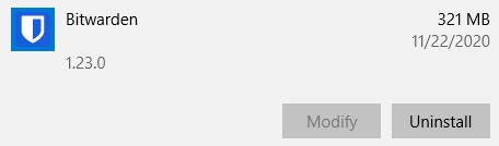 uninstall bitwarden