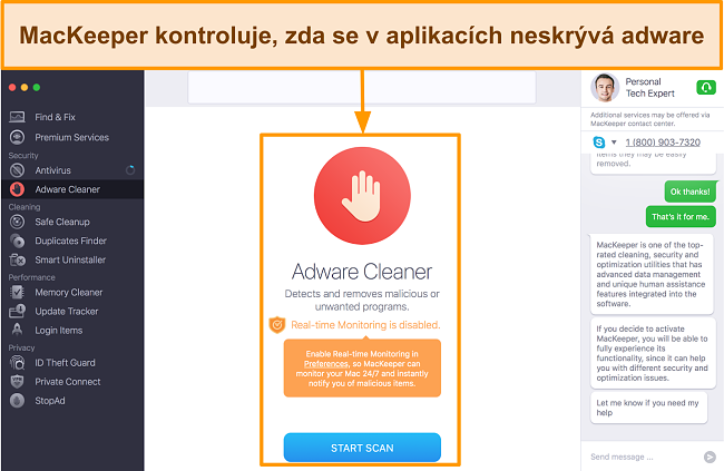 Obrázek čisticího rozhraní adware MacKeeper