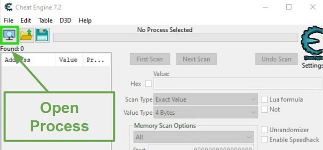 Cheat Engine Open Process