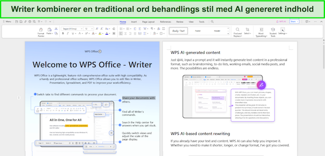 WPS Office AI-genereret indholdsskærmbillede