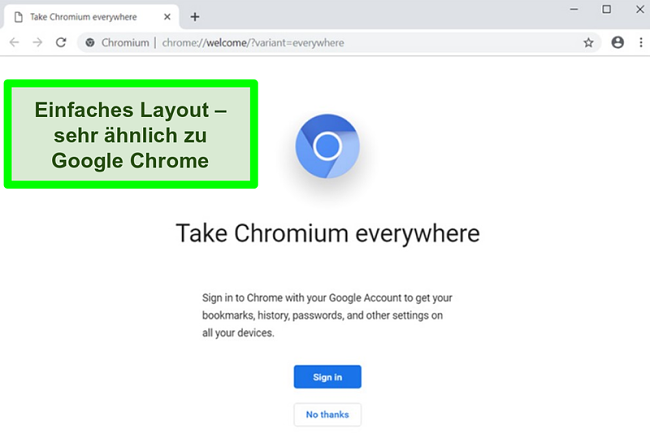 Screenshot der Chromium-Homepage