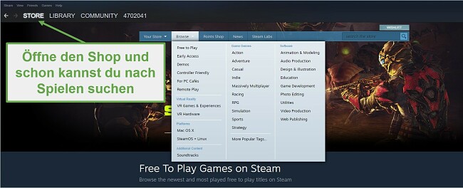 Screenshot von Steam-Spielen herunterladen