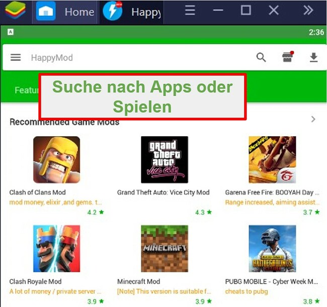 HappyMod bietet Ihnen nur modifizierte Versionen der Apps oder Spiele, nach denen Sie suchenHappyMod bietet Ihnen nur modifizierte Versionen der Apps oder Spiele, nach denen Sie suchen