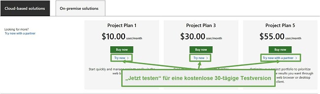 Testen Sie Microsoft Project kostenlos