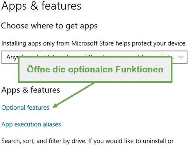 Windows 10-Einstellungsschritt zum Herunterladen der XPS Viewer-Software