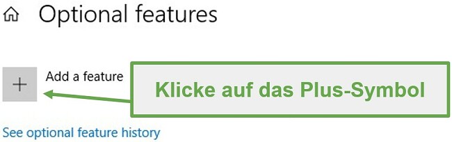 Klicken Sie auf das Symbol zum Hinzufügen einer Funktion, um XPS Viewer auf Windows-Geräten zu installieren