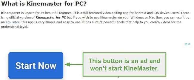 Don't click Ad KineMaster