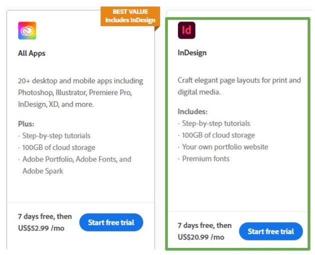 Download InDesign or All Apps