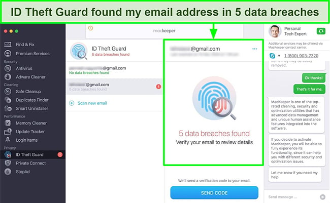 MacKeeper's ID Theft Guard successfully identified 5 email data breaches