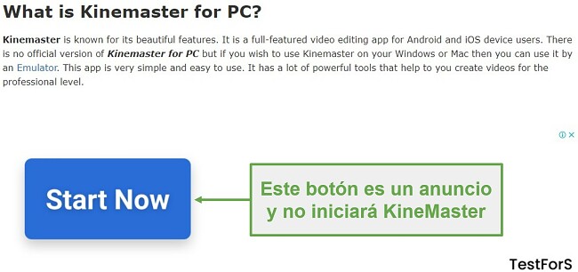 No haga clic en Ad KineMaster