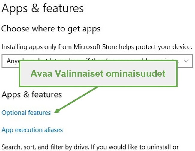 Windows 10 -asetusvaihe XPS Viewer -ohjelmiston lataamiseksi