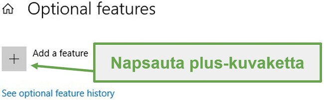 Napsauta lisäominaisuuden kuvaketta asentaaksesi XPS Viewer Windows-laitteisiin