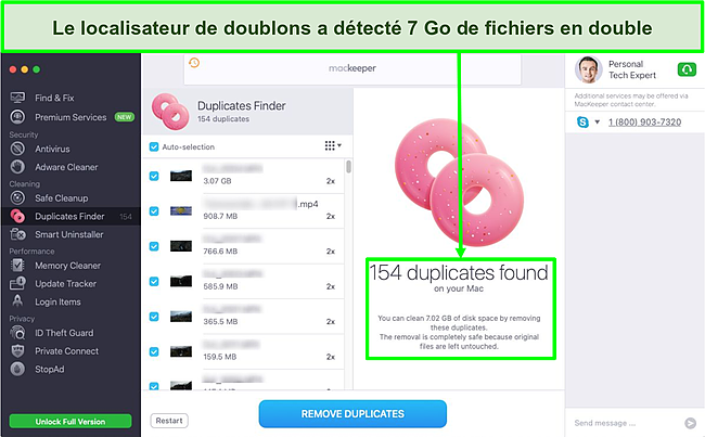 Image de MacKeeper Duplicates Finder détectant 7 Go de fichiers répétés