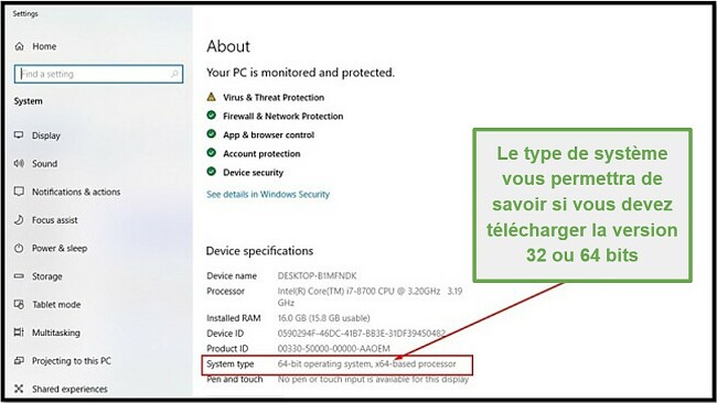 Type de système Windows