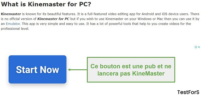 Ne cliquez pas sur Ad KineMaster