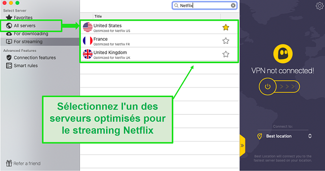 CyberGhost dispose de 3 serveurs optimisés pour le streaming Netflix.