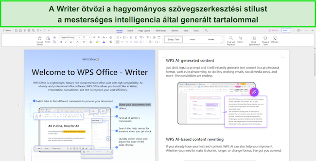 WPS Office AI által generált tartalom képernyőképe