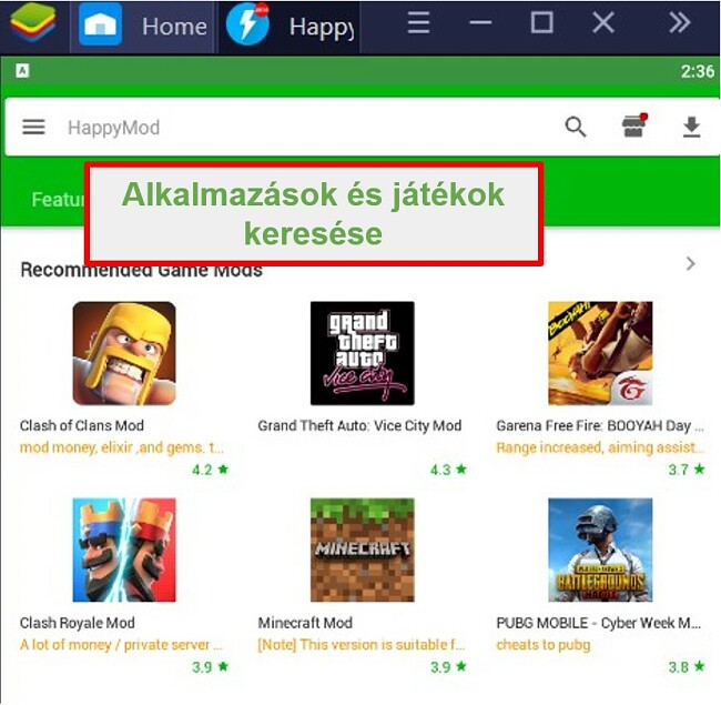 A HappyMod csak a keresett alkalmazások vagy játékok módosított verzióit biztosítja