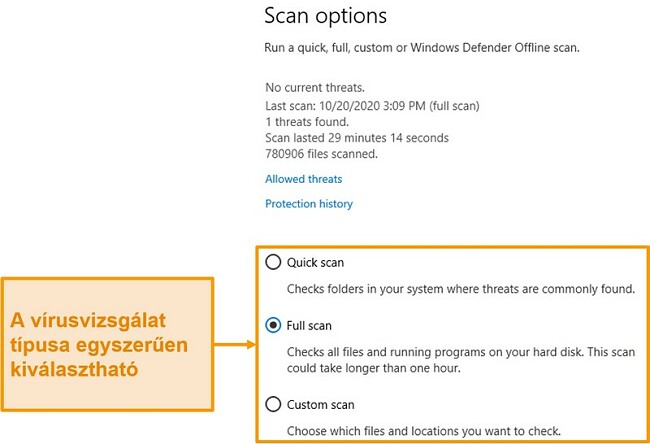 Pillanatkép a Microsoft Defender vizsgálati lehetőségeiről