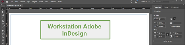 Tangkapan layar dari Adobe InDesign Workstation