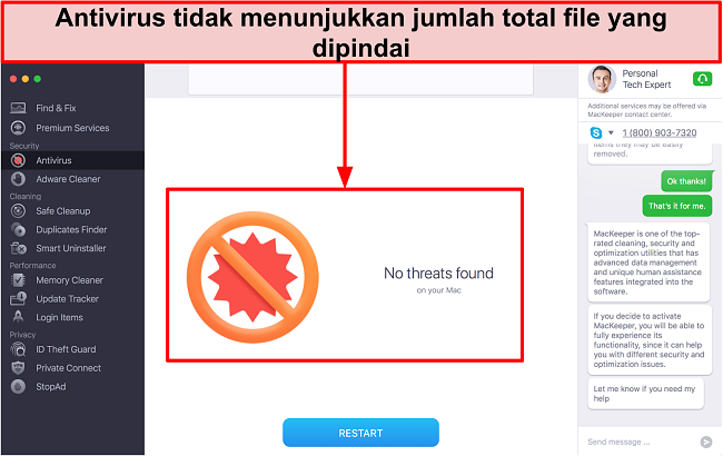 Gambar antarmuka pemindaian antivirus MacKeeper