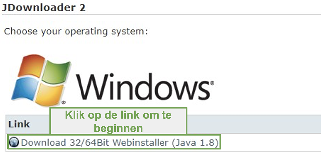 Screenshot van het installatieproces van JDownloader