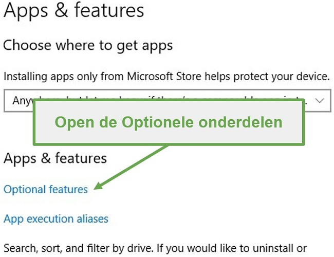 Windows 10-instellingenstap om de XPS Viewer-software te downloaden