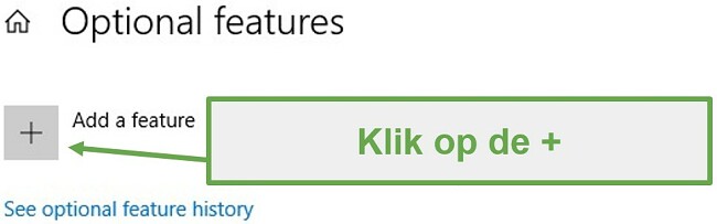 Klik op het pictogram 'Een functie toevoegen' om XPS Viewer op Windows-apparaten te installeren