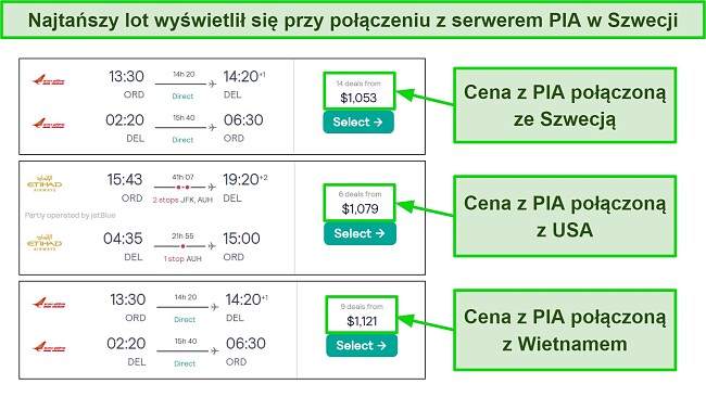 PIA może pomóc osobom w USA i Wietnamie zapłacić mniej za ten lot po skorzystaniu z serwera w Szwecji