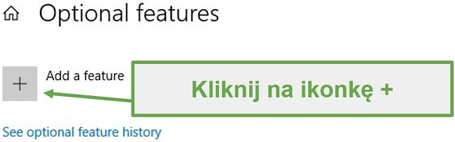 Kliknij ikonę dodawania funkcji, aby zainstalować przeglądarkę XPS na urządzeniach z systemem Windows