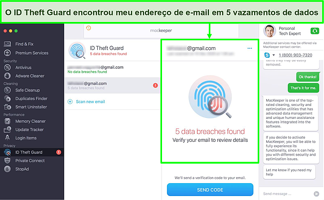 O ID Theft Guard do MacKeeper identificou com sucesso 5 violações de dados de e-mail
