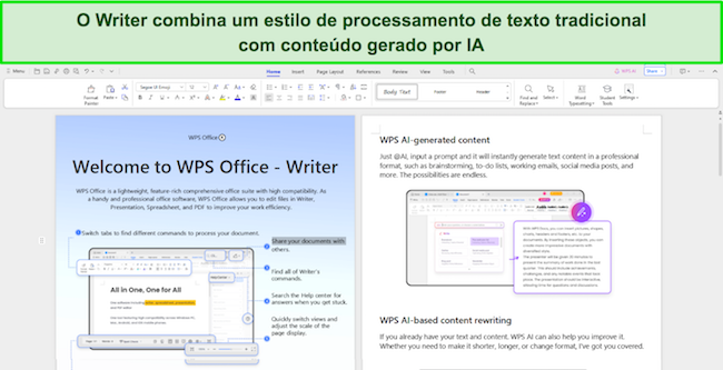 Captura de tela do conteúdo gerado pelo WPS Office AI