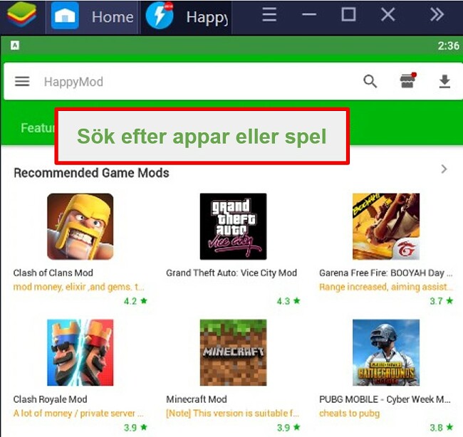 HappyMod ger dig bara modifierade versioner av de appar eller spel du söker efter