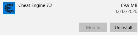Uninstall Cheat Engine